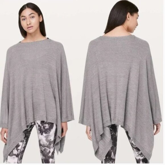 Lululemon Cashmere Divinity Shrug Lunar Rock Iced Iris Gray Poncho Cardigan - Picture 1 of 14